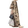 Vestido Largo Casual Simple Suelto de Algodón y Lino Estampado con Cuello en V para Mujer, Ideal para Ir al Trabajo