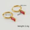 Pendientes de aro de acero inoxidable estilo ins, pendientes simples y versátiles de circonita cuadrada, pendientes de acero de titanio dorado al por mayor