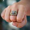 Nuevo anillo de búho de ojos azules color plata lisa vintage Anillo Ojo del Diablo joyería fabricantes para mujer venta al por mayor