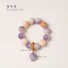 Adorno de mano de piedra Bodhi, pata de gato de la suerte quemada al carbón y colgante de león despertando, adorno cultural estilo chino, accesorio de cuerda suave para envolver el dedo