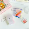 Porta credencial transparente con brillos para niñas, organizador de maquillaje y labiales, monedero, bolsa para monedas, pulsera de estudiante, porta tarjetas