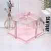 Caja Transparente para Pastel de Cumpleaños con Diseño Elevado, Disponible en Tamaños de 6, 8, 10 y 12 Pulgadas, Caja Cuadrada de Doble Capa para Pastel Barbie