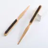 Nuevo peine de estilizar con cerdas de jabalí y dientes finos para peinar el cabello, mango largo y esponjoso, cola puntiaguda, adecuado para recogidos y rizos, peine masajeador del cuero cabelludo