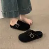 Mules sin cordones para mujer, estilo nuevo 2026, con suela gruesa y hebilla metálica, estilo retro coreano