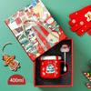 Caneca Cerâmica Papai Noel em Forma de Caixa de Presente com Tampa Colher Caneca Natalina Fofa Fornecimento Transfronteiriço Caneca de Café