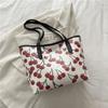 Bolsas para Mulheres 2025 Outono Nova Sacola de Compras Ombro Único Grande Capacidade Estampa de Cereja Moda Simples Bolsa Tote Bolsa de Mão