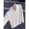 Camisa Polo de Punto con Rayas Verticales Estilo Old Money para Hombre Otoño Camiseta de Manga Larga American Cleanfit Sudadera Versátil para Pareja