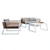 Sofá de exterior para ocio, patio, villa, jardín, sofá de hierro forjado, exterior, impermeable, protector solar, sofá de teca de aleación de aluminio
