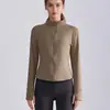 Chamarra de Yoga con Felpa de Otoño e Invierno para Mujer, Ceñida a la Cintura, Adelgazante, Cuello Alto, Cremallera, Ropa de Yoga, Fitness, Calidez, Chamarra Deportiva