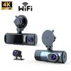 Gravador de direção WiFi com três gravações transfronteiriças 4K ultra-claro visão noturna GPS grande angular gravador de carro cardvr