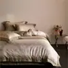 Conjunto de cama de quatro peças, espesso, 100% algodão, escovado, com 60 peças, apresentando um padrão floral francês vintage de algodão puro, adequado para outono e inverno