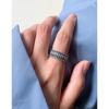 517 Estilo coreano INS diseño nicho retro envejecido todo-fósforo anillo protector de rejilla plata esterlina S925 anillo femenino