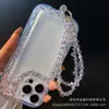 Cadena de Teléfono Móvil de Cristal Rueda Simple Perla Plana Cadena Doble Cadena Colgante de Teléfono Móvil Colorida Cadena de Cuerda de Perlas Hecha a Mano Llavero DIY