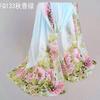 Bufanda Floral de Seda Nueva Estilo K para Mujer, Chal de Verano con Protección Solar, Bufanda Estampada de Gasa, Venta al por Mayor, Regalo Taobao