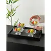 Cuenco de Fruta de Cristal con Pie Alto Cuenco de Fruta de Alta Apariencia Plato para la Hora del Té Plato de Postre Cuenco para Sopa Dulce Cuenco para Postre Plato Creativo