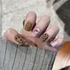 Desenho Fofo Gatinho Estampa de Leopardo Arte de Unha Removível Curta Usável Tiras de Unha Pré-Fabricadas 30 Peças de Unhas