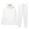 Traje deportivo para hombre para comercio exterior, sudadera con capucha de forro polar de color liso, cálida para otoño e invierno, suéter deportivo de corte holgado