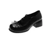 Sapatos Mary Jane estilo francês com tiras cruzadas e salto grosso para mulheres, novos sapatos de outono 2026 com salto alto, sapatos de balé de couro requintados