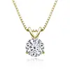 Collar Transfronterizo Clásico de Lujo Accesible con Moissanita de Seis Garras para Mujer, Cadena Sencilla y Versátil de Plata de Ley S925 de Alta Gama con Moissanita para Clavícula