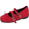 Estilo de Rua Nicho Sola Grossa Salto Escondido Bico Quadrado Mary Janes Feminino Retrô Francês Estilo Ballet Laço Sapatos Baixos