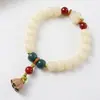 Pulseras de Raíz de Bodhi Naturales, Flores Flotantes Cocidas en Horno de Carbón Multi-Tesoro, Cuentas Budistas Verde Leche, Cuentas de Rosario, Pulseras Populares, Venta al por Mayor