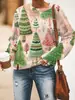 Novo comércio exterior transfronteiriço Europa e Estados Unidos Natal floral Amazon AliExpress estação independente suéter feminino estampado gola redonda