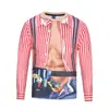 Nueva Camiseta de Manga Larga 3D Europea y Americana con Estampado Digital de Traje Falso de Dos Piezas Camiseta Elástica de Secado Rápido Ropa Deportiva Ajustada En Stock