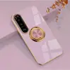 Funda magnética con anillo de color puro electrochapado para Sony Xperia10 V Xperia1V Soporte Anticaída TPU Estilo Japonés