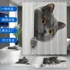Encantador Cortina de Ducha de Gato British Shorthair Gris Juego de Cuatro Piezas Divisor de Baño Artículos de Decoración para el Hogar con una Imagen del Producto Terminado