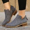 Zapatos de Mujer de Gran Tamaño para Comercio Exterior de Cuatro Estaciones Estilo Británico Color Sólido Punta Fina Casual Cierre Trasero Tacón Bajo Tacón Grueso Zapatos Individuales para Mujer