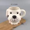 Caneca de Café Criativa Pintada à Mão com Cabeça de Cachorro Caneca de Cerâmica Caneca de Chá Caneca com Cabeça de Animal Caneca de Cerâmica com Cabeça de Cachorro 3D