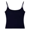 Camisola tomara que caia para mulheres com bojo embutido, lindo design nas costas, corte justo, alças finas, top sem mangas