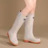 Botas de Moda para Mujer Zapatos de Mujer Elegantes 2026 Caña Alta Suela Suave Verano Impermeables Antideslizantes Suela Plana Versátiles Para Uso en Exteriores Botas Martin