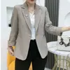 Jaqueta de Terno Curta Fina Primavera Outono Verão Feminina Temperamento Botão Único Terno Estilo Coreano Moda Slim Casual