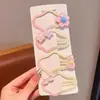 Grampo de Cabelo Floral de Tecido Estilo Coreano para Menininhas, Presilha Xadrez Infantil, Presilha Fofa de Princesa para Bebê, Presilha Lateral para Franja