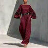 2026 Moda Europeia e Americana Transfronteiriça Roupas Femininas Primavera e Verão Novo Mistura de Linho Estilo Francês Simples para o Dia a Dia Macacão de Perna Larga