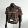 Camisa Polo Tejido Camiseta de Manga Corta Hombre Media Cremallera Textura Rayada Estilo Old Money Verano Fábrica Transfronteriza Venta al por Mayor