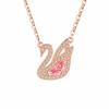 Colar Pingente Cisne Branco Diamante Rosa Meia-Lua Celebridade da Internet Moda Diamante Completo Doce e Elegante Corrente Conjunto Cisne Corrente Clavícula Atacado