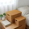 Cesta de almacenamiento de ratán para el hogar, cesta de almacenamiento de artículos varios de escritorio, cesta de ropa de imitación de ratán, cesta tejida a mano, cesta de almacenamiento