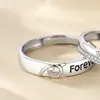 Rueda de la Fortuna Corazón de Amor Anillo Abierto para Pareja Plata de Ley S925 Diseño de Nicho de Gama Alta Anillo de Joyería Versátil
