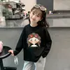 Camiseta de Manga Larga 100% Algodón para Niña 2026 Niña de Dibujos Animados Primavera y Otoño Cuello Redondo Prenda Básica Camiseta de Moda para Niños Mayores