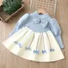 Vestido suéter para 9 niñas, tejido de punto para niños, nuevo estilo otoño/invierno 2022, lazo, dulce vestido de princesa