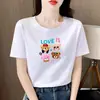 Camisetas de Manga Corta para Niñas a Bajo Precio por Volumen, Tops Versátiles de Verano Tendencia Estilo Coreano con Estampado de Dibujos Animados, Manga Media Ins, Transfronterizo