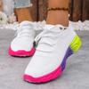 Nuevos Zapatos Casuales de Malla de Moda Populares Europeos y Americanos de Talla Grande para Mujer, Zapatos Casuales de Malla Tejida de Colores con Cordones