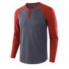 2022 Nova Camiseta Masculina de manga comprida da Amazon Comércio Exterior Masculina de Grande Tamanho Combinando Cores Casual Europeia e Americana Casual Loose Henry