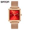 Reloj de Marca Sanda Reloj de Mujer Moda Retro Reloj de Mujer Impermeable Temperamento Cuadrado Personalidad Simple Cuarzo Reloj de Mujer