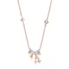 Collar de Plata de Ley S925 con Lazo para Mujer, Cadena para Clavícula de Estrella con Diseño de Nicho, Diseño Original, en Stock