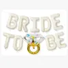 Blanco Crudo Letra Novia por Ser Anillo de Diamante Letra Botella de Vino Copa de Vino Combinación Globo Boda Fiesta Preboda Decoración