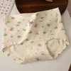 Calcinha Infantil de Algodão Classe A com Estampa Floral Pastoral para Meninas, 10A Antibacteriana, Gancho Estendido, Macia, Amiga da Pele, Respirável, Cintura Média