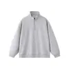 Roupa Masculina Shanggu Estilo Americano Peso Pesado Gola Alta Meio Zíper Solta Versátil Moletom para Homens e Mulheres, Jaqueta Casual de Manga Longa para Primavera